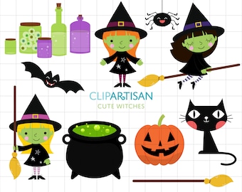 Cute Witch Clipart / Halloween Witches