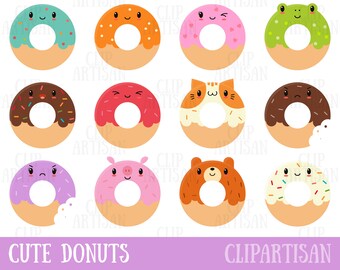 Kawaii Donuts Clipart adorables Donut Clipart / beignes Clip Art