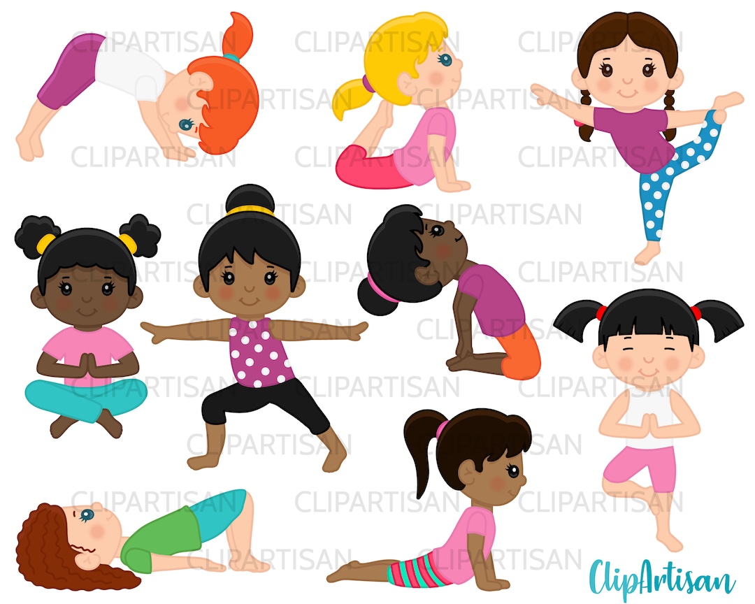 Yoga Poses Clip Art, Yoga Girls, Yoga Kids Clipart, Yoga Children, Yoga