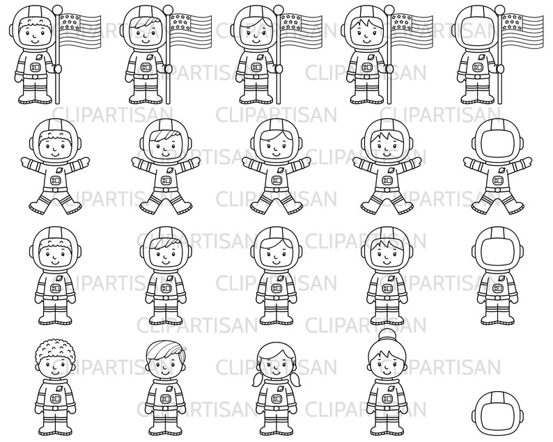 Space Digital Stamps, Astronauts Clip Art, Aliens, Planets, Rocket, Space Shuttle, Outer Space Clip Art, INSTANT DOWNLOAD SVG 0039 image 2