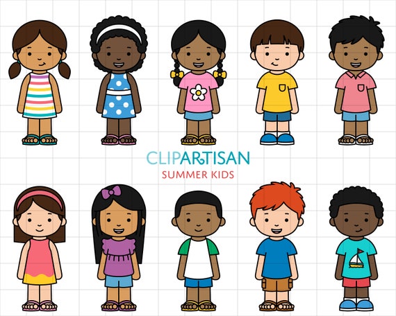 Cartoon Kids Clipart School Children Clipart Cute Kids in - Etsy