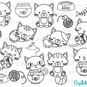 Cat Clipart | Kitten Digital Stamps| Pets Clipart