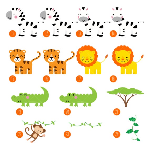 Safari Animals Clipart Printable Jungle Animal Clip Art Etsy