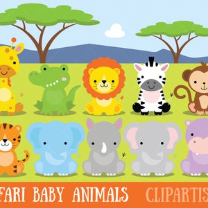 Safari Bebé Animales Clipart / Animales de la selva Clipart / Zoo Animals Clipart