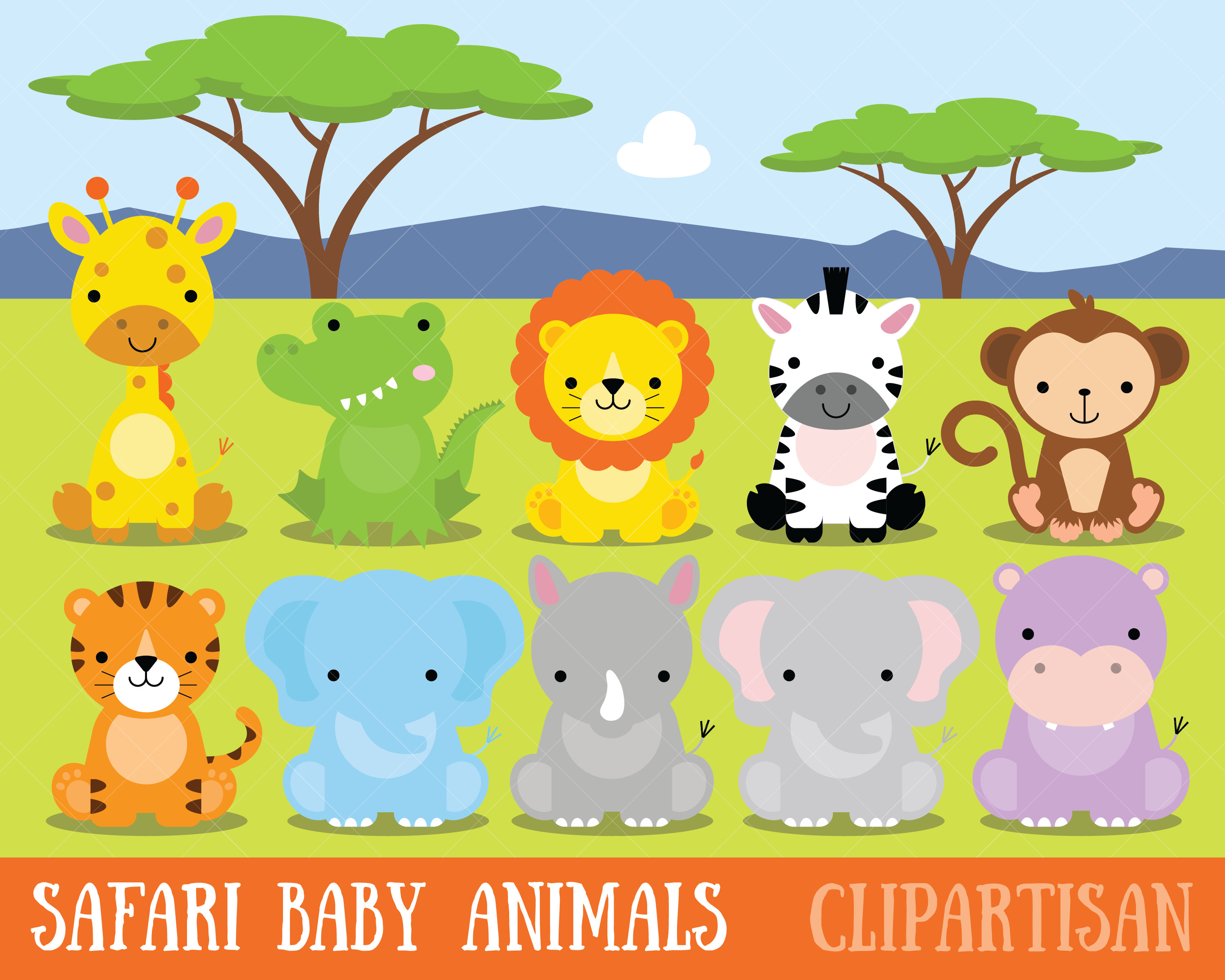 baby zoo animal clipart