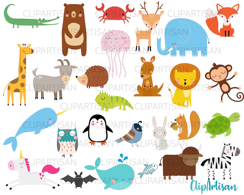 Animals of the Alphabet Clipart Bundle | A to Z Animals Clip Art | Cute ...