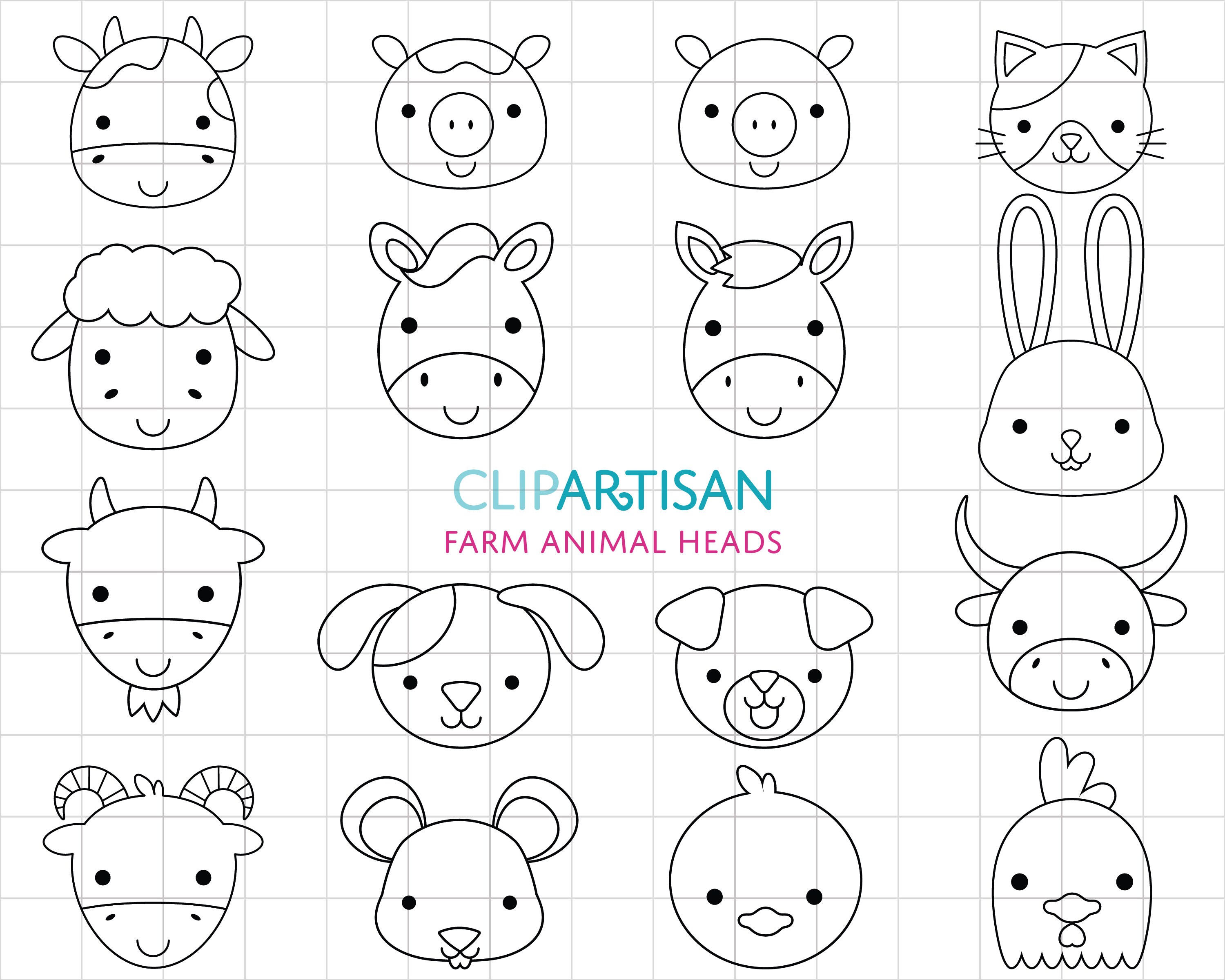 Farm Animal Faces Clipart Farmyard Animals Digital Stamps - Etsy Australia Farm Animal Faces Clipart Farmyard Animals Digital Stamps - Etsy Australia