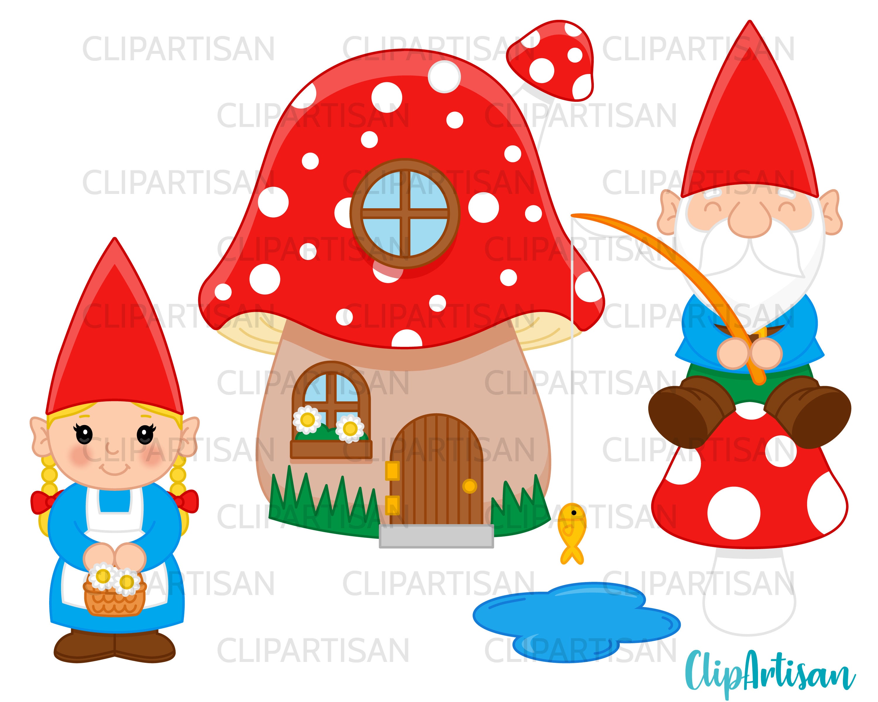 Garden Gnomes Clipart Gnome Dwarves Fairytale PNG JPEG Instant Etsy UK