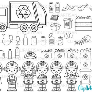 Riciclaggio di francobolli digitali, Garbage Truck Clipart, Earth Day, Community Helpers, PNG, SVG