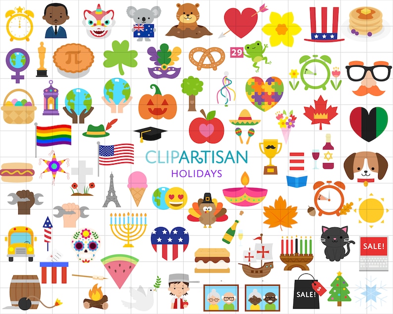 Holidays and Seasons Clipart Set, Festivals, Calendar Clip Art, Digital ...