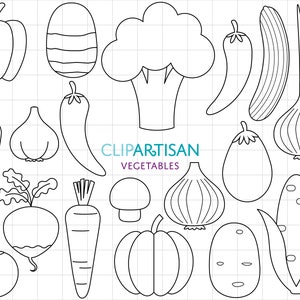 Vegetables Clipart, Veggies Digital Stamps, Broccoli, Carrot, Onion, Potato, Pepper, Pumpkin PNG SVG 0051