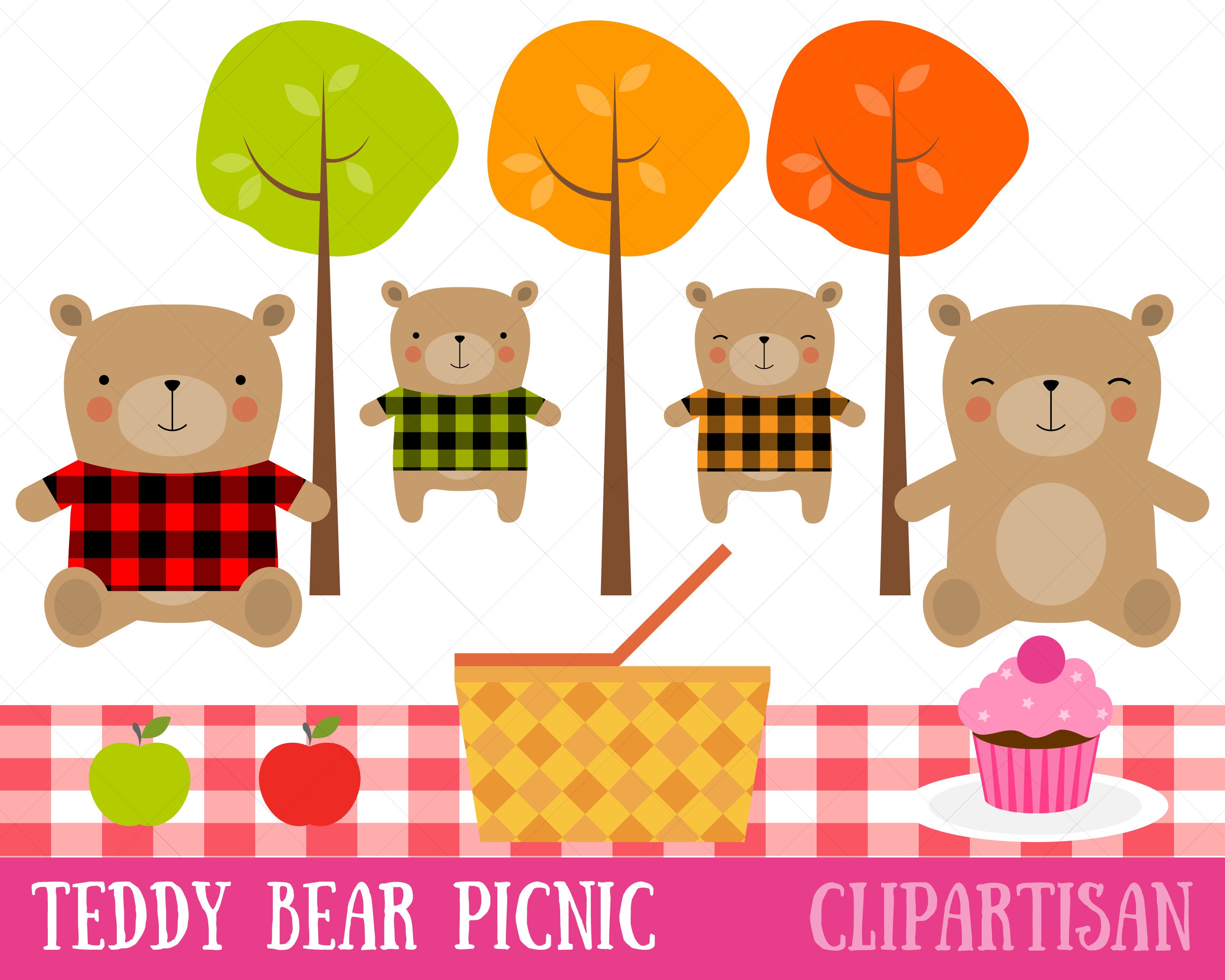 Teddy Bear Clipart / Teddy Bear Picnic Clipart / Picnic Etsy