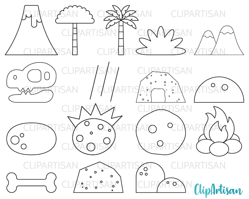 Dinosaur Background Scenes Clip Art, Dinosaur Busy Book Printout, Prehistoric Animal Coloring Book Printable, PNG, Instant Download, 0040 image 2