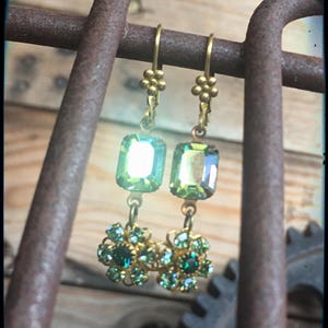 Victorian Earrings-Art Deco Earrings -Swarovski Earrings-Flower Drop Earrings-Glitz Glam -Holiday Earrings