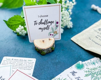 Teen- Tween Daily Intention Set. Deck of intention cards and wood base.