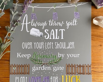 Practical Magic PRINT. Halloween decor.Witchy decor.Sally Owens Quote. Always throw spilt salt. Apothecary Decor. Halloween Home