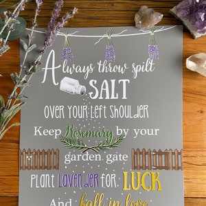 Practical Magic PRINT. Halloween decor.Witchy decor.Sally Owens Quote. Always throw spilt salt. Apothecary Decor. Halloween Home image 1