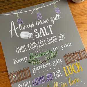 Practical Magic PRINT. Halloween decor.Witchy decor.Sally Owens Quote. Always throw spilt salt. Apothecary Decor. Halloween Home image 4