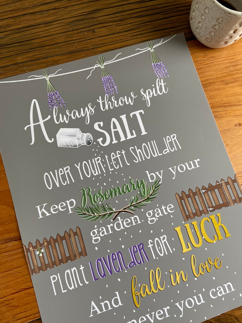 Practical Magic PRINT. Halloween decor.Witchy decor.Sally Owens Quote. Always throw spilt salt. Apothecary Decor. Halloween Home image 4