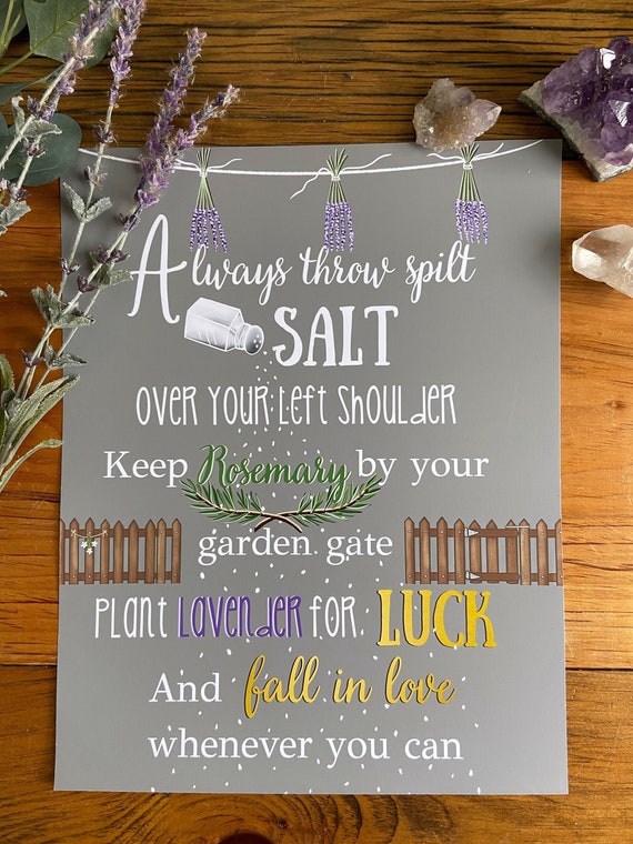 Practical Magic PRINT. Halloween decor.Witchy decor.Sally Owens Quote. Always throw spilt salt. Apothecary Decor. Halloween Home