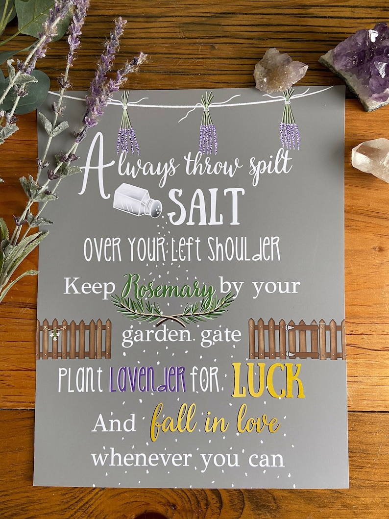 Practical Magic PRINT. Halloween decor.Witchy decor.Sally Owens Quote. Always throw spilt salt. Apothecary Decor. Halloween Home image 1