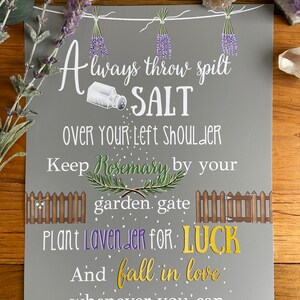 Practical Magic PRINT. Halloween decor.Witchy decor.Sally Owens Quote. Always throw spilt salt. Apothecary Decor. Halloween Home image 8