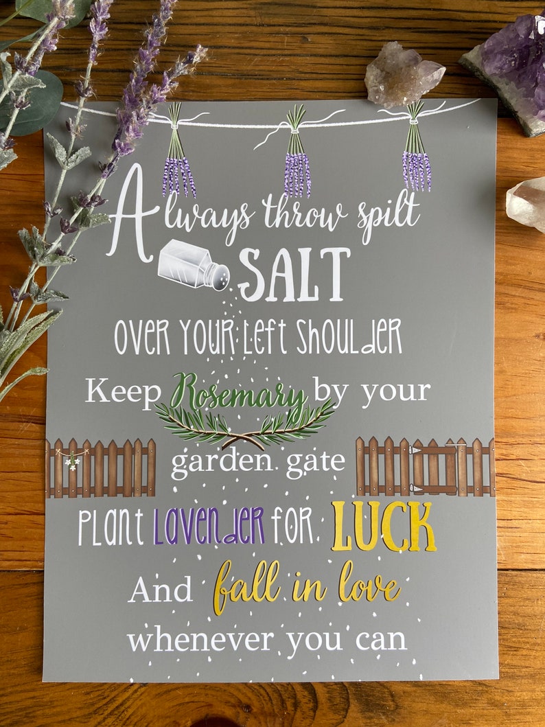 Practical Magic PRINT. Halloween decor.Witchy decor.Sally Owens Quote. Always throw spilt salt. Apothecary Decor. Halloween Home image 8