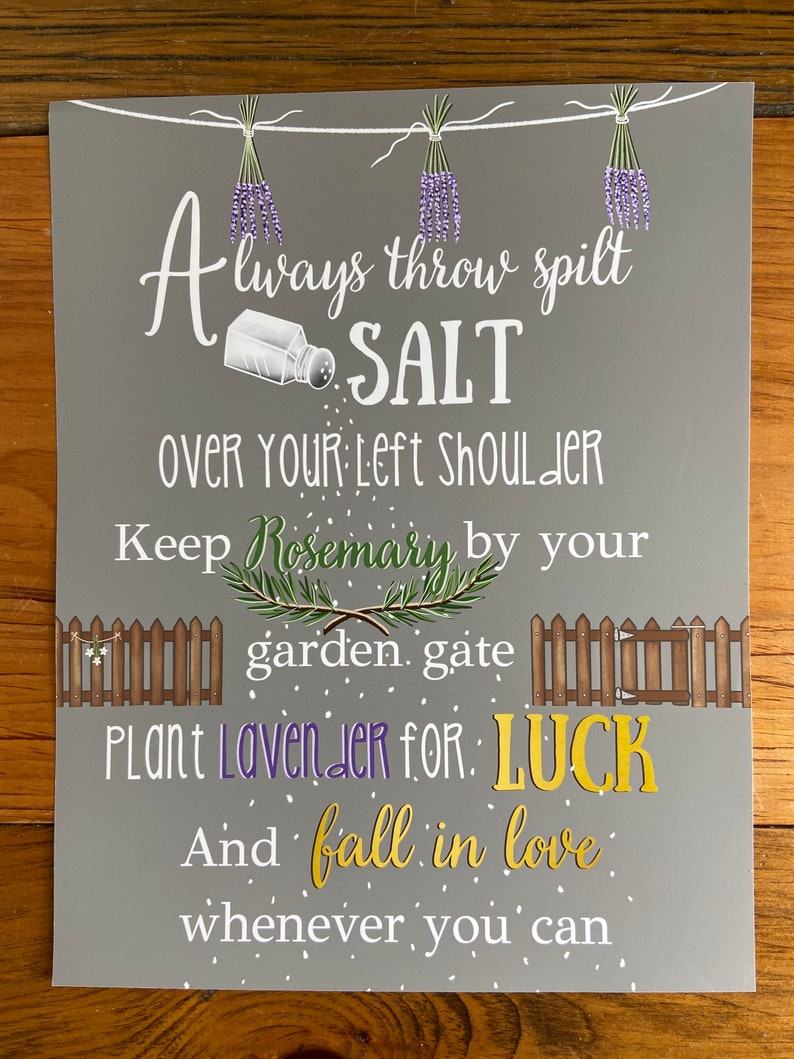 Practical Magic PRINT. Halloween decor.Witchy decor.Sally Owens Quote. Always throw spilt salt. Apothecary Decor. Halloween Home image 5