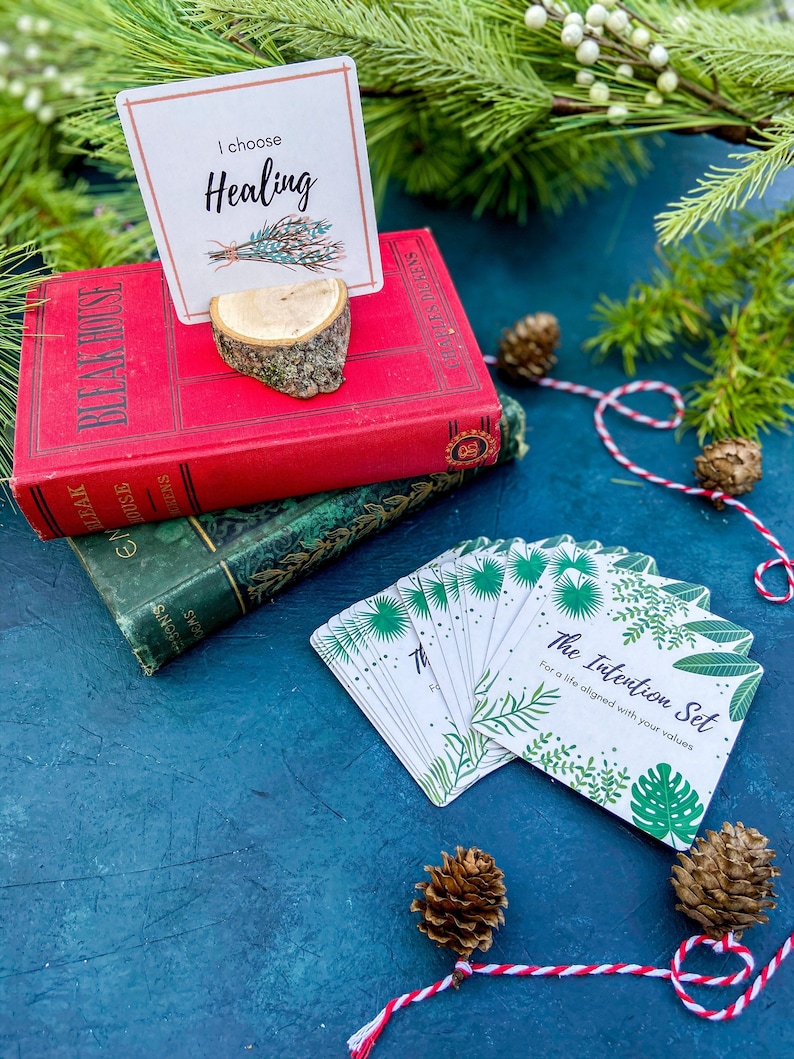 Adult Intention Set. Deck of Intention Cards and Wood Base. Etsy