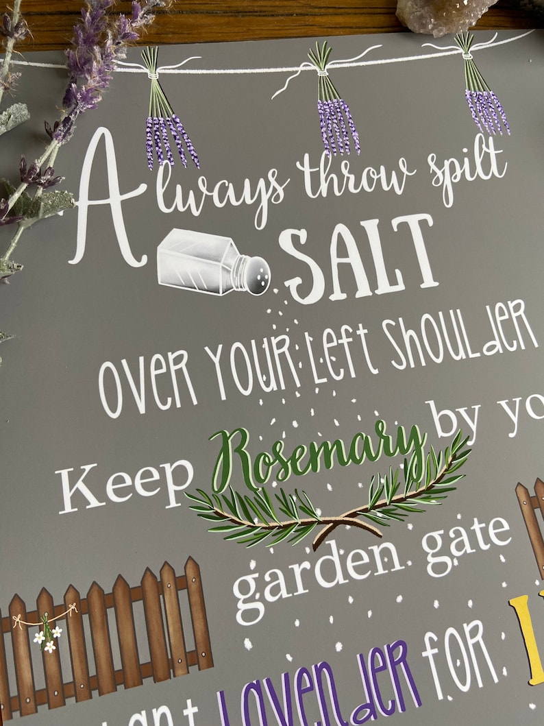 Practical Magic PRINT. Halloween decor.Witchy decor.Sally Owens Quote. Always throw spilt salt. Apothecary Decor. Halloween Home image 3