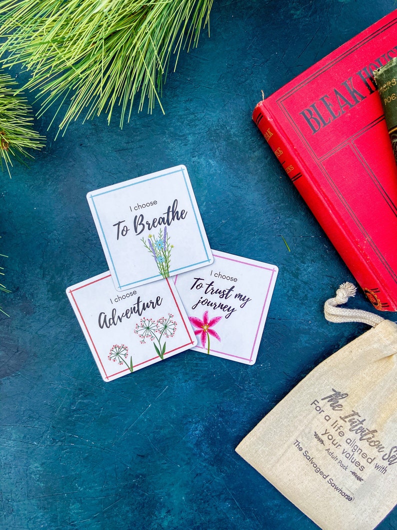 Adult Intention Set. Deck of intention cards and wood base. Etsy