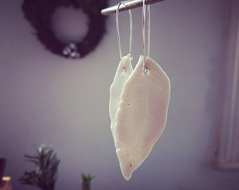 Porcelain feather earrings