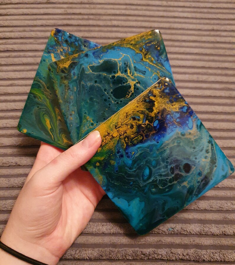 CUSTOM Acrylic Pour Coasters Resin sealed Made to Order Etsy