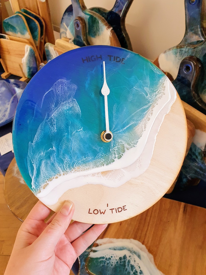 CUSTOM Ocean Theme Resin Tide Clock - Hand Made Unique - 20cm Cl CUSTOM Ocean Theme Resin Tide Clock - Hand Made Unique - 20cm Cl