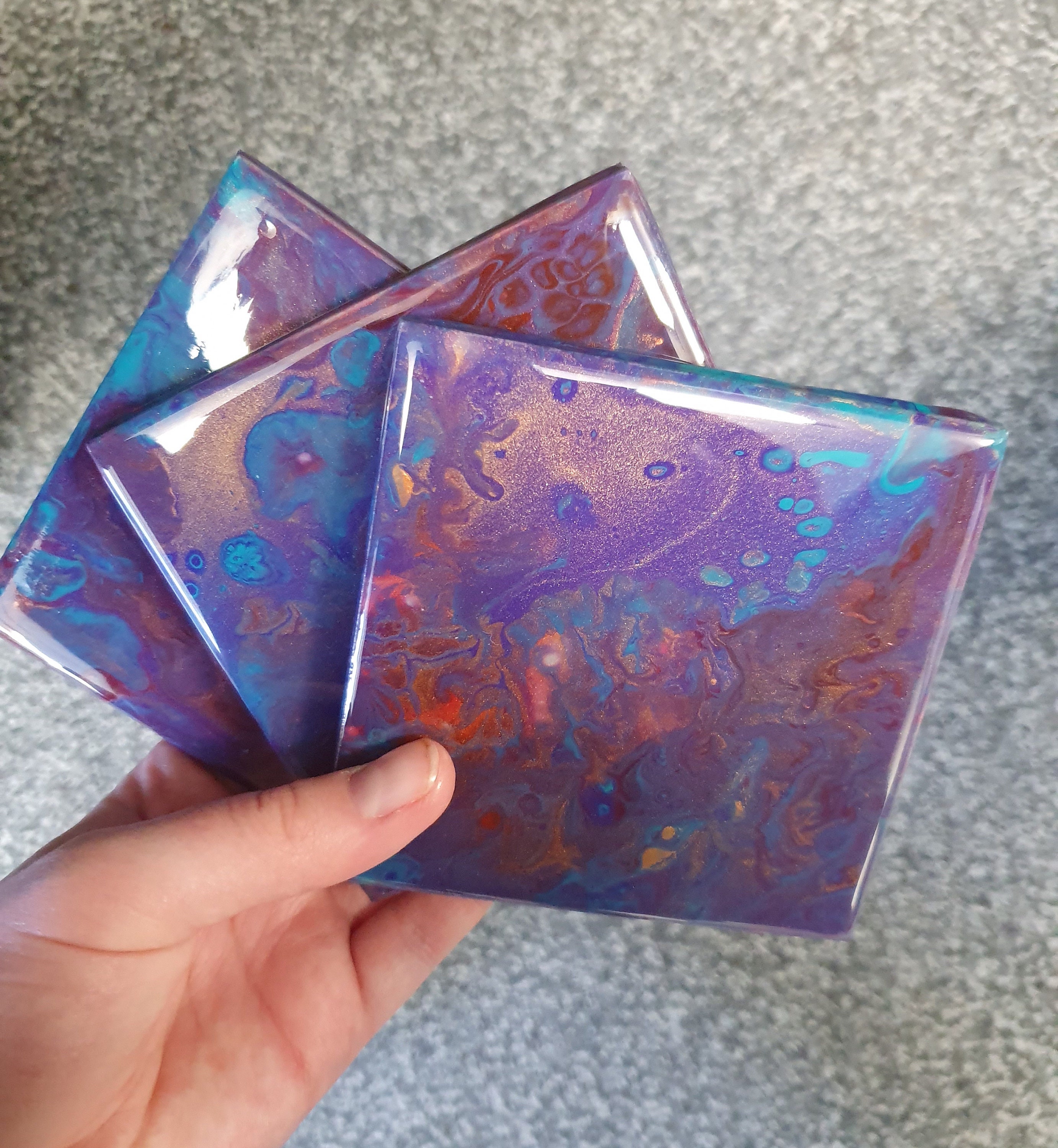 CUSTOM Acrylic Pour Coasters Resin sealed Made to Order Etsy