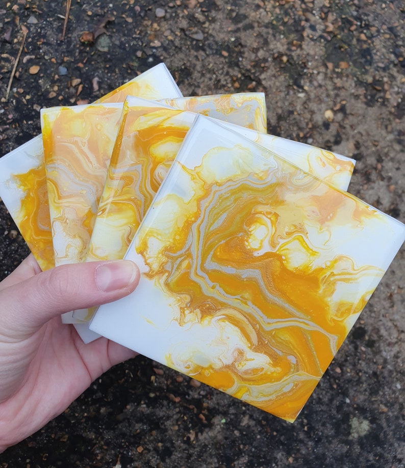 CUSTOM Acrylic Pour Coasters Resin sealed Made to Order Etsy