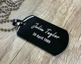 Mens Personalized Dog Tag Necklace - Military Dog Tag Personalize  - Boyfriend Gift - Engraved Necklace - Gift for Dad - Husband Gift