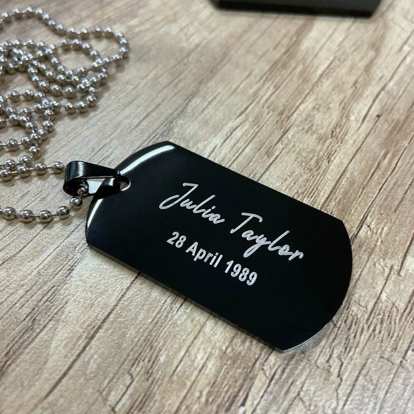Mens Personalized Dog Tag Necklace - Military Dog Tag Personalize  - Boyfriend Gift - Engraved Necklace - Gift for Dad - Husband Gift