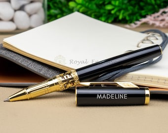 Personalized Premium Metal Gold Engraved Pen, Custom Engraved Pen, Personalized Pen, Ballpoint Rollerball Pen Free Engraving
