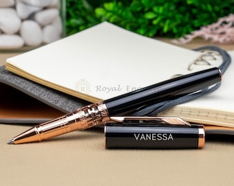 Personalized Premium Metal Rose Gold Engraved Pen, Custom Engraved Pen, Personalized Pen, Ballpoint Rollerball Pen Free Engraving