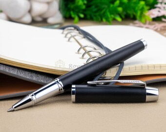 Personalized Silver Matte Black Engraved Pen Premium Metal Pen, Custom Engraved Pen, Personalized Pen, Ballpoint Rollerball Pen Engraving