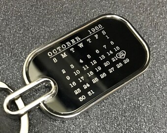Personalized Calendar Keychain - Engraved Calendar - Special Day Calendar - Anniversary, Wedding, Birthday
