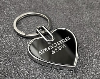 Personalized Heart Keychain, Heart Keyring, Gift For Her, Gift For Him, Customized Gift, Name Keychain, Quote Keychain