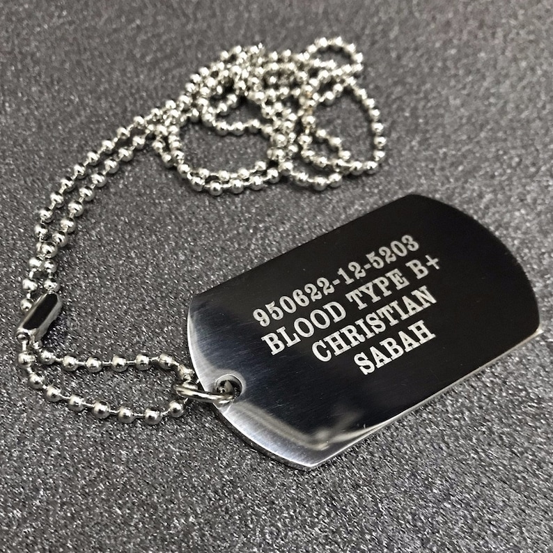 Mens Personalized Dog Tag Necklace Husband Gift Boyfriend Etsy