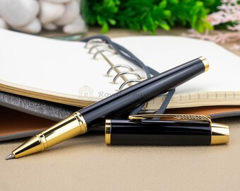 Personalized Gold Gloss Black Engraved Pen Premium Metal Pen, Custom Engraved Pen, Personalized Pen, Ballpoint Rollerball Pen Free Engraving