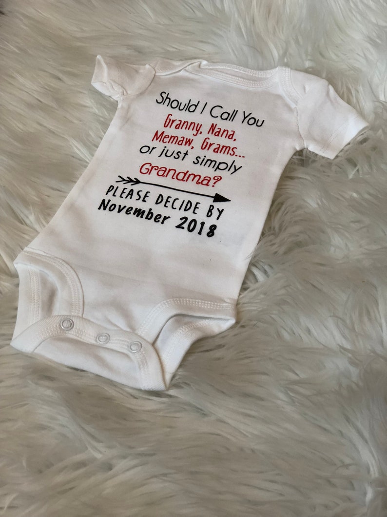 Grams Memaw Pregnancy Announcement BodySuit- Baby Announcement Bodysuit- Granny Nana or Grandma Bodysuit