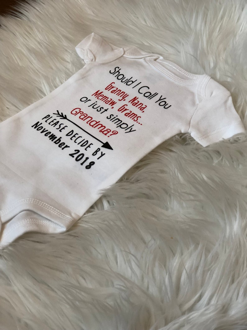 Grams Memaw Pregnancy Announcement BodySuit- Baby Announcement Bodysuit- Granny Nana or Grandma Bodysuit