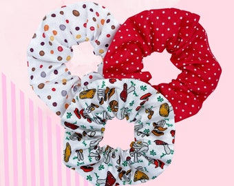 Wild Mushroom Trio of Scrunchies - 100% Cotton