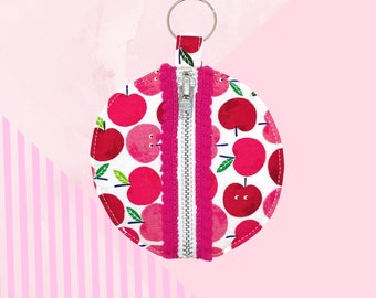 Roze en rode Apple-oortelefoonhoesje/munttasje - sleutelhangeretui, Airpods-etui, houder, etui, oordopjeshouder