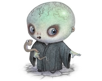 11X14" Baby Voldermort wizard dude with snake, Color Print, Signed